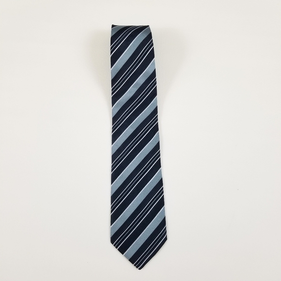 Boss Hugo Boss blue striped silk mens neck tie - Picture 4 of 6